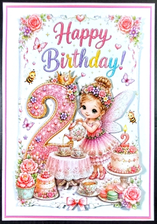 5x7 ~ Two Today Birthday Girl Tea Party by Linda Short