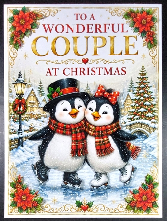 wonderful couple penguins skating by Linda Short