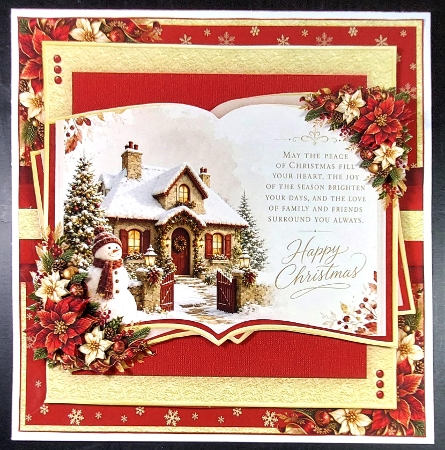 Burgundy and Gold Snowman Open Book 7x7 inch No.2 by Linda Short