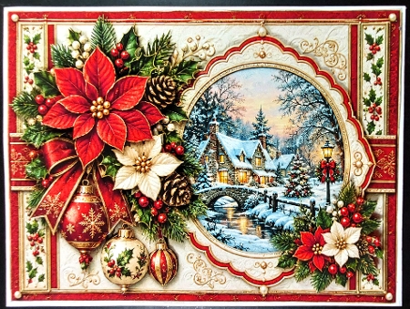 A5 Christmas Quick Card Front with Sentiments  by Linda Short