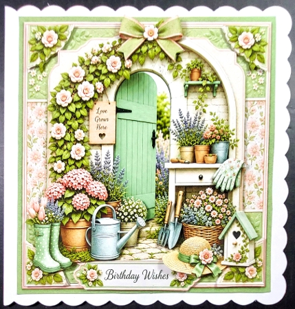8x8 Garden Happiness Quick Card Front with Sentiment  by Linda Short