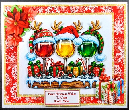 Christmas Wine Glasses - 5x7 Mini Kit by Linda Short