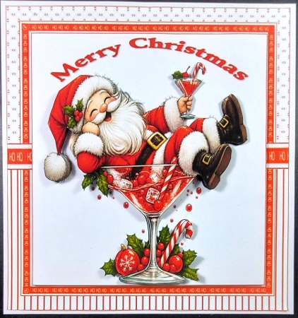7x7 Christmas cocktail fun Santa choice of four mini kit by Linda Short