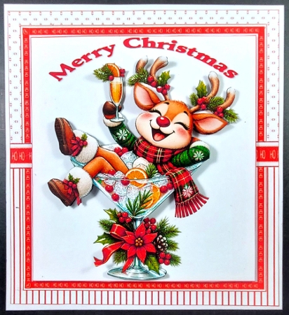 7x7 Christmas cocktail fun Santa choice of four mini kit by Linda Short