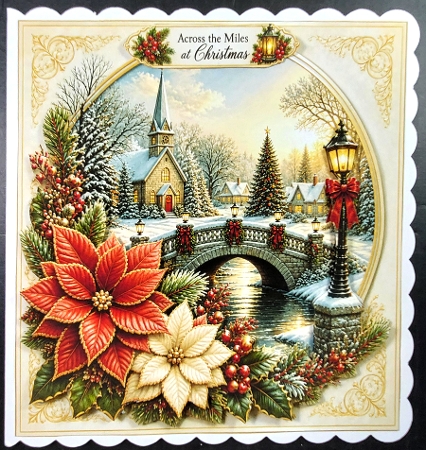 8x8 Vintage Christmas Village - Quick Card Front with Sentiments  by Linda Short