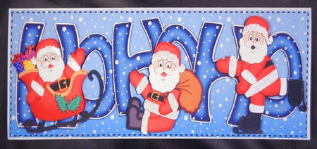 Large Dl Xmas Hohoho Santa Quick Card with 3D Decoupage by Linda Short