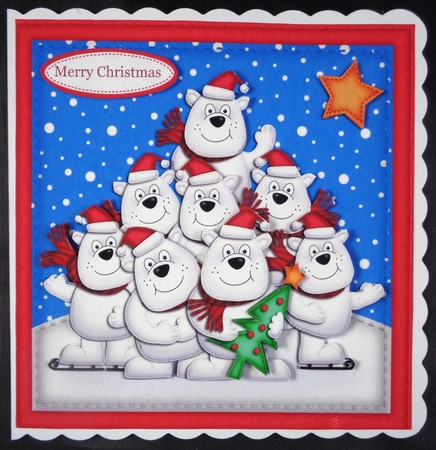 Xmas Polar Bears Quick Card N 3D Decoupagepage by Linda Short
