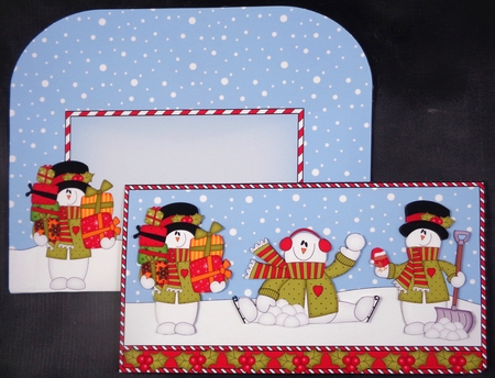 Xmas Snowmen Money or Gift Wallet Card Kit by Linda Short