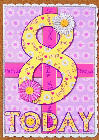 Eight Today Birthday Daisies A5 Decoupage by Linda Short