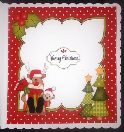 8x8 Christmas Sledging Rudolph Mini Kit 3D Decoupage by Linda Short