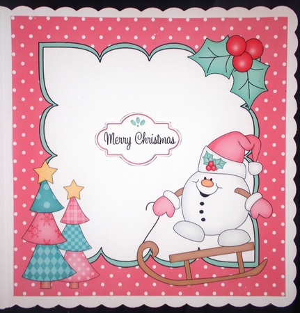 8x8 Christmas Sledging Snowball Sam Mini Kit 3D Decoupage by Linda Short