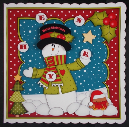 8x8 Christmas Snowman Rio's Snowballs Mini Kit 3D Decoupage by Linda Short