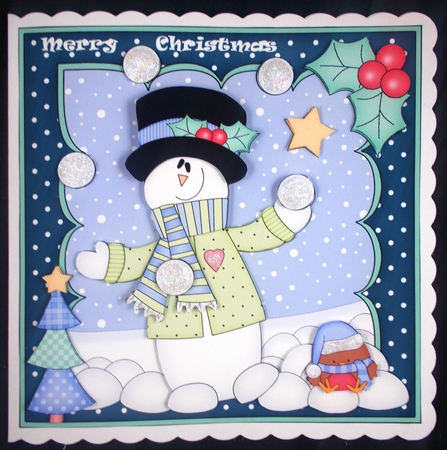 8x8 Christmas Snowman Rio's Snowballs Mini Kit 3D Decoupage by Linda Short