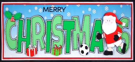 Footballer Santa in Red Christmas Large Dl by Linda Short