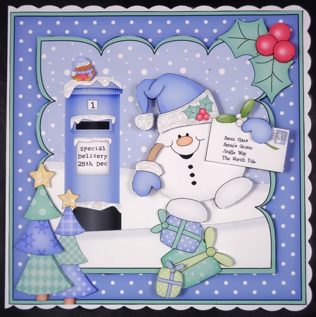 8x8 Christmas Snowball Sam's Letter for Santa 3D Decoupage by Linda Short