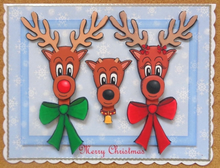 Reindeer Family Christmas A5 Decoupage Mini Kit by Linda Short