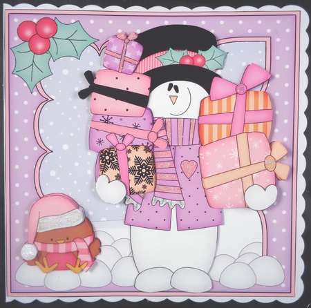 8x8 Christmas Snowman Rio's Presents Mini Kit 3D Decoupage by Linda Short