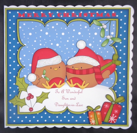 8 x 8 Christmas Robins Love 3D Decoupage by Linda Short