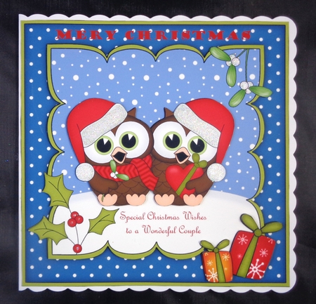 8 x 8 Christmas Little Hoot Owls Love 3D Decoupage by Linda Short