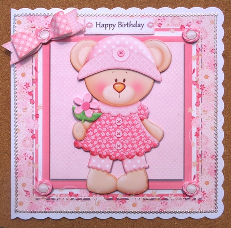 Pink Flower Bear 8x8 Mini Kit by Linda Short