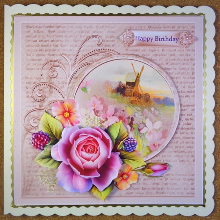 The windmill 7x7 card with decoupage by Linda Short
