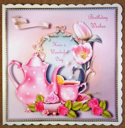 Tulips & Tea Card Topper by Linda Short
