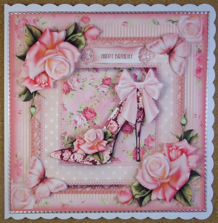 The Shabby Chic Rose Shoe Card Front Kit by Linda Short