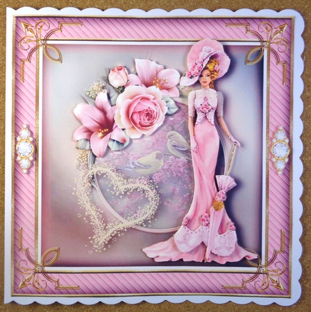 Victorian Lady In Love Card Topper by Linda Short