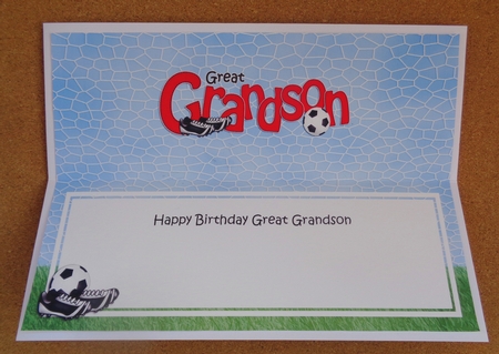 Large DL Birthday GREAT GRANDSON Football insert by Linda Short