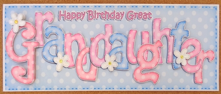 Large DL Birthday GREAT GRANDDAUGHTER Flowers 3D decoupage by Linda Short