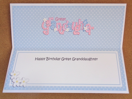 Large DL Birthday GREAT GRANDDAUGHTER Flowers insert by Linda Short