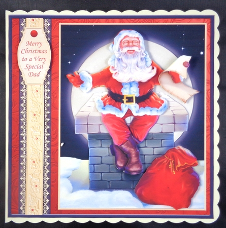 SANTA ON THE CHIMNEY 7.8 Christmas Decoupage Kit by Linda Short