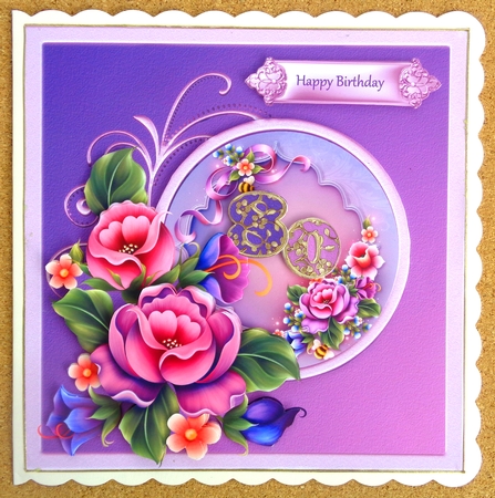 Garden enchantment 7x7 card with decoupage and sentiment tags by Linda Short