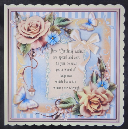 Champagne Rose Birthday Verse Card Front Kit by Linda Short