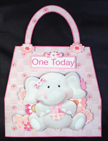Elephant New Baby Girl Handbag Shaped Card by Linda Short