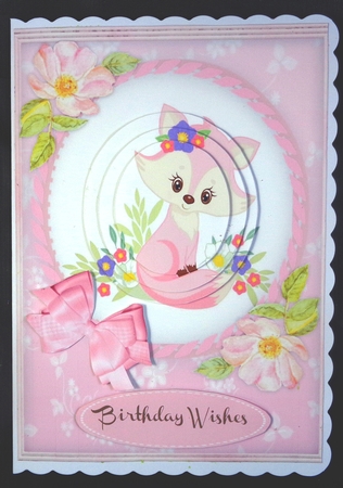 Cute girl fox in Pink , Pyramid 1 by Linda Short