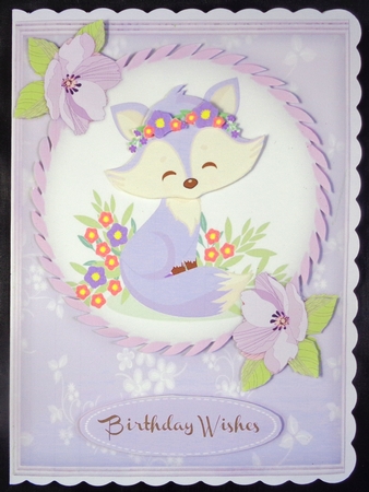 Cute girl Fox in Lilac , Pyramid 2 by Linda Short