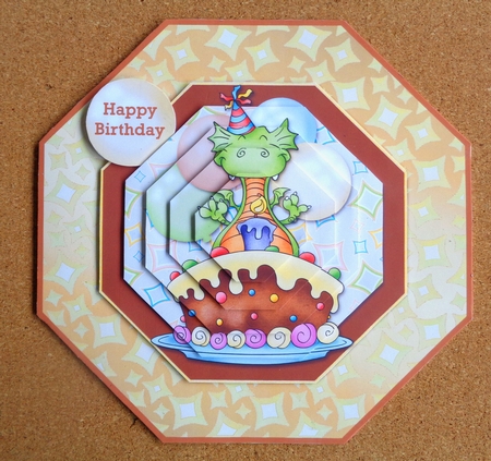 Birthday Dragon Large Octagonal Pyramid Card Kit by Linda Short