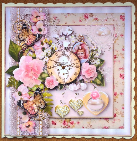 Soft Pink Rose Victorian Card Topper by Linda Short