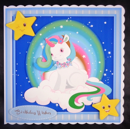 Beautiful Blue Rainbow Unicorn  by Linda Short