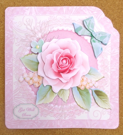 Pink Rose Spray Large Scalloped Corner Card Kit by Linda Short