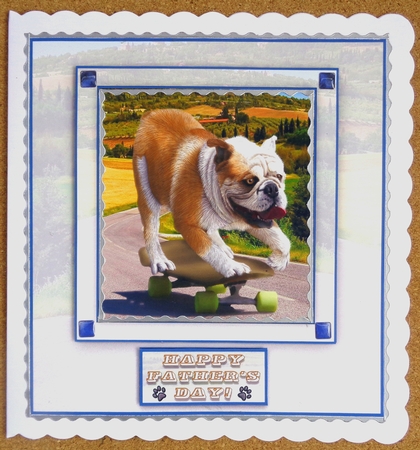 English Bulldog - Outa My Way - 7.5 x 7.5 Card Topper & Greetings Tags by Linda Short