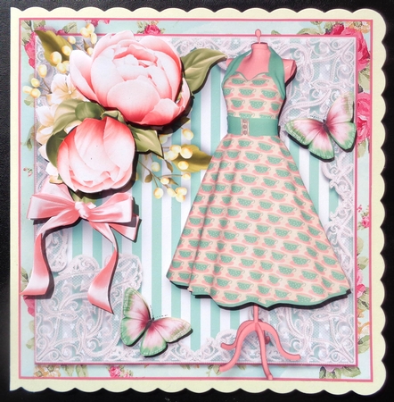 The Beautiful Vintage Dress Card Front Kit by Linda Short