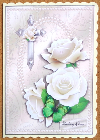 Elegant pearls and White Roses Sympathy by Linda Short