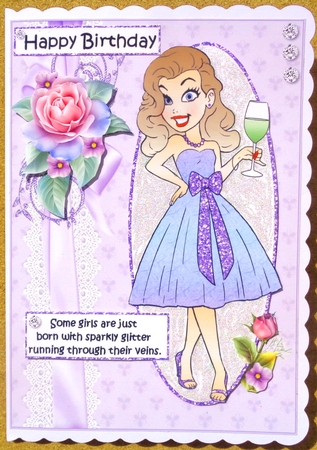 Girls and sparkly glitter quick card  by Linda Short