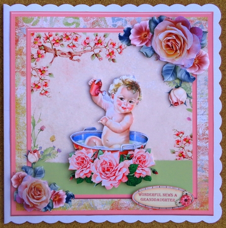 New Baby Girl Card Topper & Decoupage by Linda Short