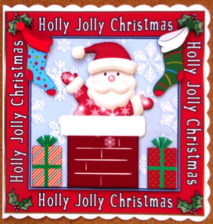 Christmas Jolly Santa 6x6ins Decoupage Topper by Linda Short