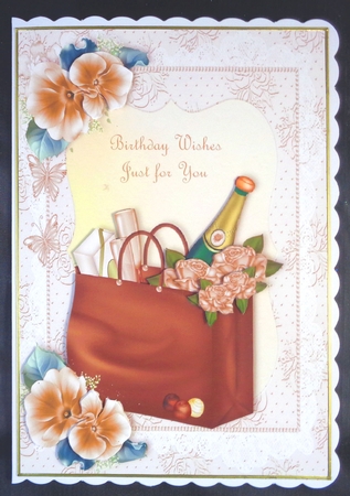 Champagne and Chocolates Celebration Card Front and Decoupage by Linda Short