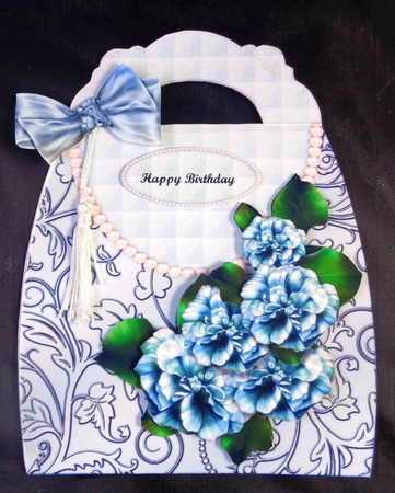 Handbag card & Vintage Roses Mini Kit by Linda Short