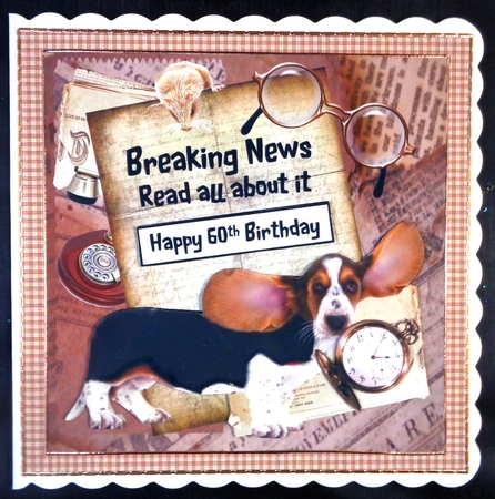 Breaking Birthday News Topper with Decoupage by Linda Short